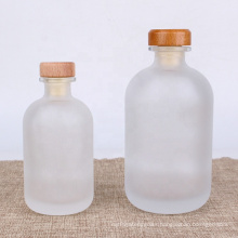 Luxury frosted cork lid thick bottom 250ml 500ml wine bottle liquor glass bottle vodka